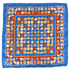 Vintage Nautical Square 19" Blue Geometric Secretary Mod 70s