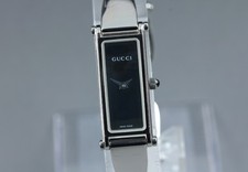[Near MINT] Gucci 1500L Silver Black Dial 13mm Horsebit Quartz Womens Watch