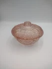 FNG Indonesia 5" Pink DEPRESSION GLASS BOWL WITH LID CANDY DISH Fast Shipping