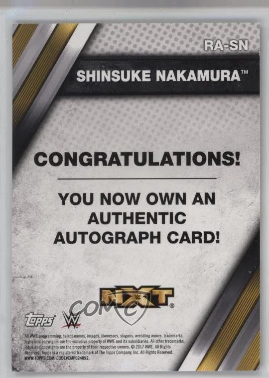 2017 Topps WWE NXT Auto Shinsuke Nakamura #RA-SN Rookie Auto RC - Image 2 of 2