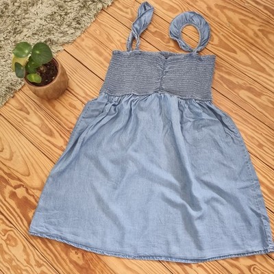 Violeta BY MANGO Sommerkleid Lyocell JEANS-KLEID Ärmellos BLAU Gr. M TOP