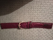 16mm - Tan Lizard Pattern/Smooth Leather Watch Band - Gold Buckle/Pins Include
