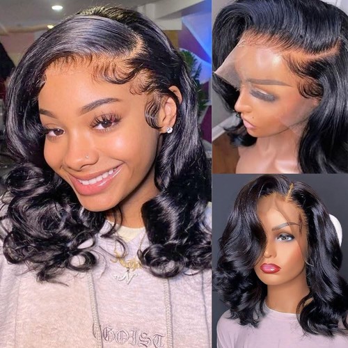 Body Wave Bob Wig Human Hair 13x4 HD Lace Front Wigs Human Hair Pre Plucked 1...