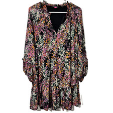 NWT Vince Camuto Tiered Floral Boho Mini Dress Size Medium Festival Concert