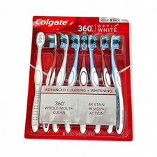 Colgate Optic White 360 Toothbrush Set - Advanced Cleaning and Whitening 8-Pack