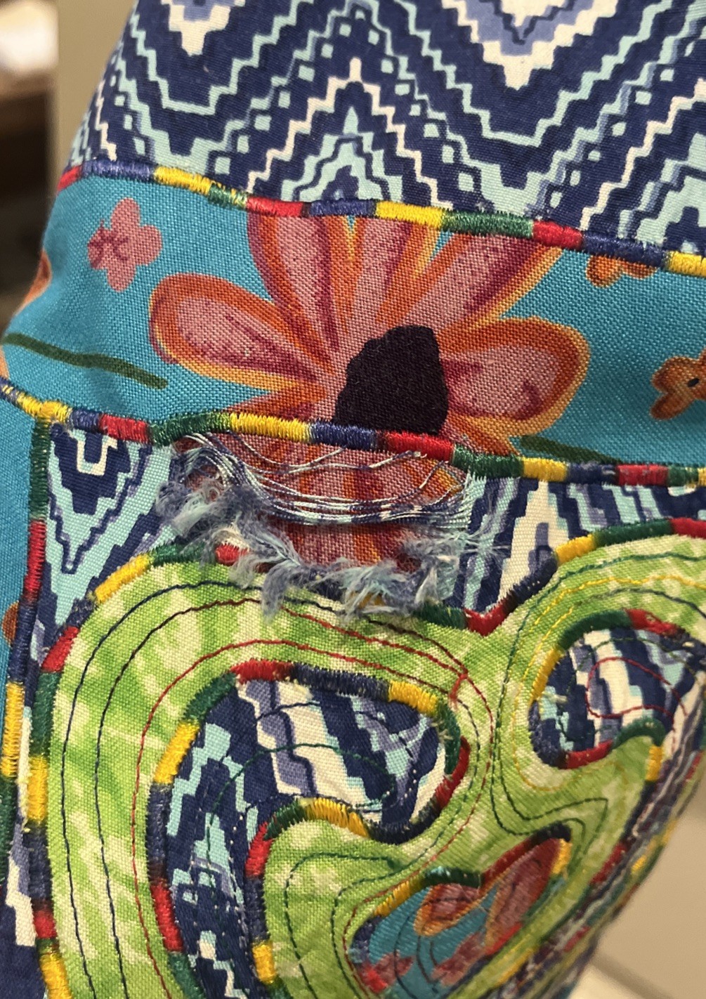 Minnie's Closet Size M Blue Green Patchwork Jacket Blazer  Tapestry Artsy.  l2