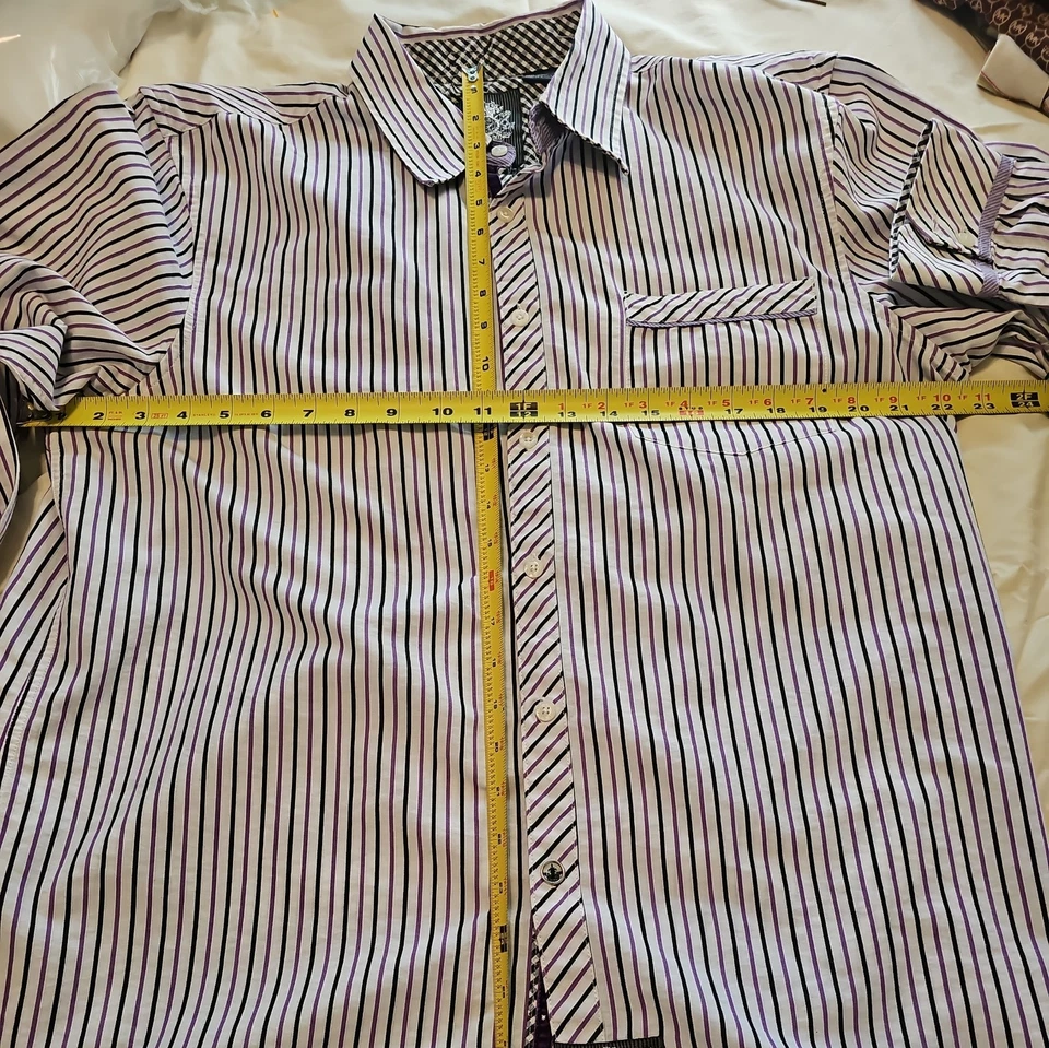 Camisa English Laundry de Christopher Wicks para hombre rayas moradas XL Foto 2 de 4