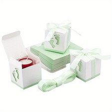 30sets Paper Gift box with Ribbon Folding boxes with Foot Print Pattern Wedding