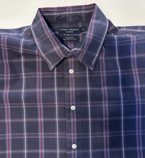 Daniel Cremieux Plaid Men's XL Long Sleeve Button-Up Cotton Shirt Navy/Red/White