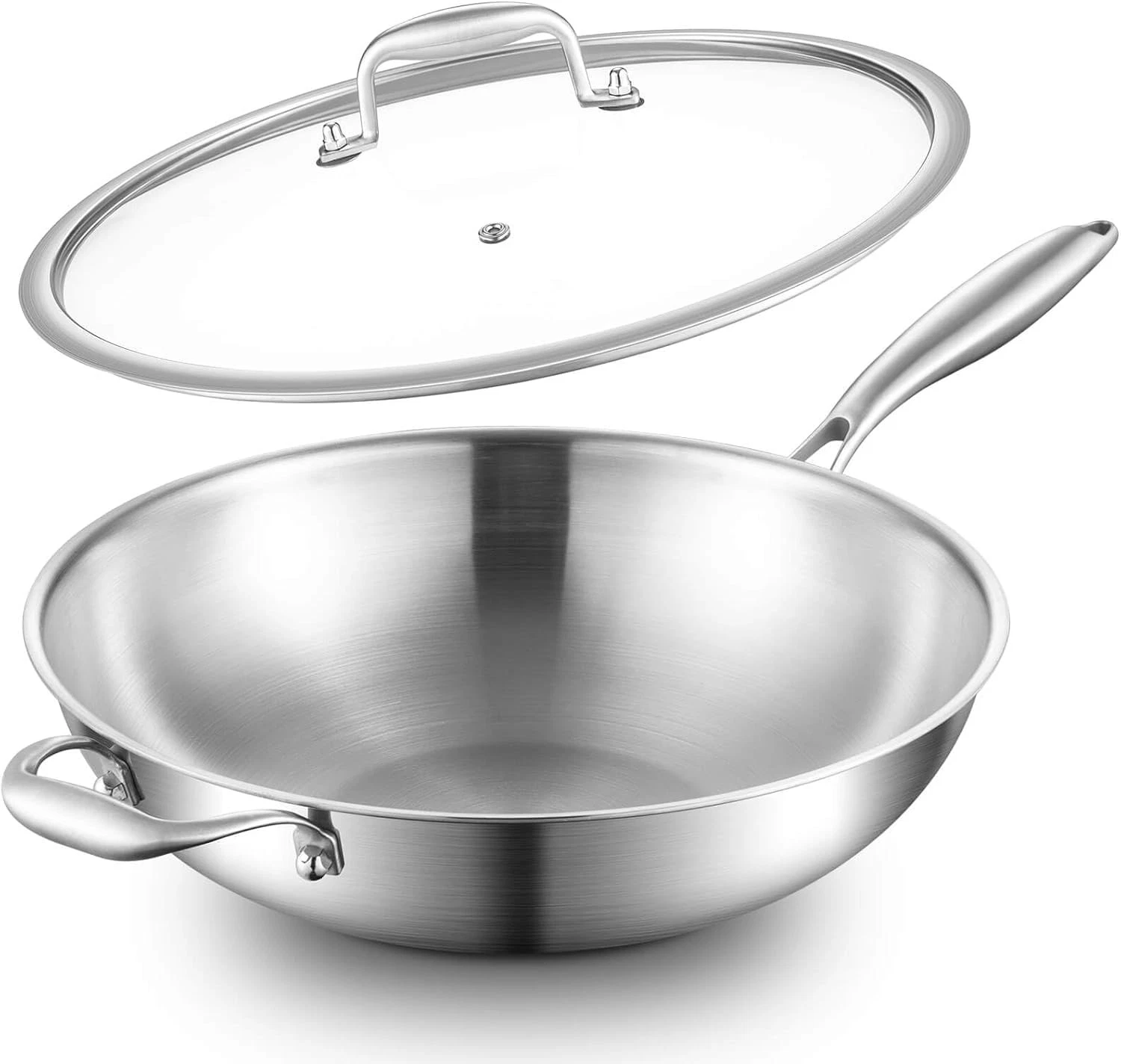Wok Pan Uncoated Induction 30cm 3 Ply Stainless Steel Wok, Free by PFO...