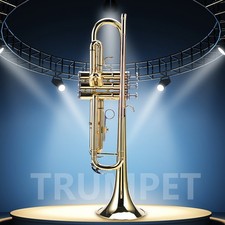 Professional Bb Flat Brass Trumpet Instrument Kit Accessory For Students Gold