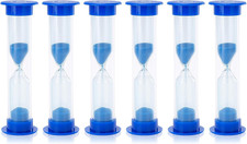 6 Pcs Plastic 1 Minute Sand Timer Sandglass Hourglass Sand Clock, Blue