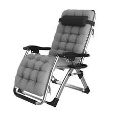 Image of Outdoor Reclining Zero Gravity Chair Extra Wide Adjustable Garden Sun Lounger UK