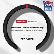 For Acura TLX RDX MDX ILX TSX ZDX Black Leather Steering Wheel Cover Red Stripe