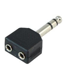 1/4inch Stereo TRS Male Plug to Dual 3.5mm Stereo Female Splitter