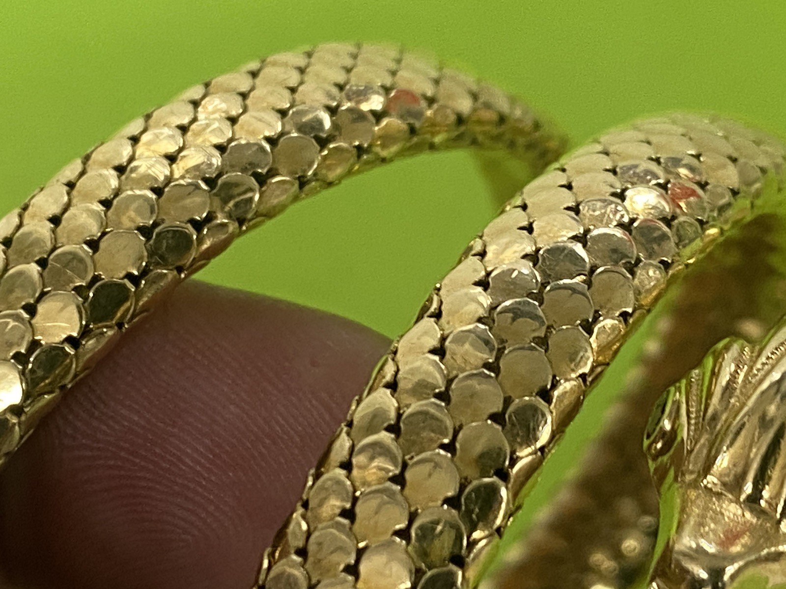 Italy Solid 18K Gold Custom Dragon 🐉 Ruby Eyes F… - image 10