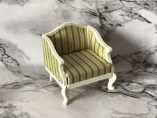 Vintage Lundby Dolls House White Regency Armchair - Unusual Colours