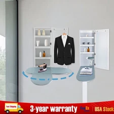 Bathroom Ironing Board Cabinet Wall Mounted Household 2 in 1 W/Mirror Hide Away