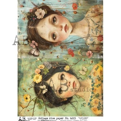 Freckled Girl Duo | A4 Rice Paper | Paper for Decoupage | AB Studios