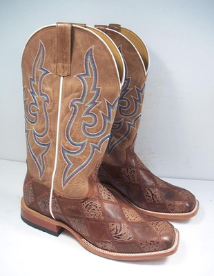 #ad Horse Power Men#x27;s 11 D Patchwork Western Boots Broad Square Toe $166.45