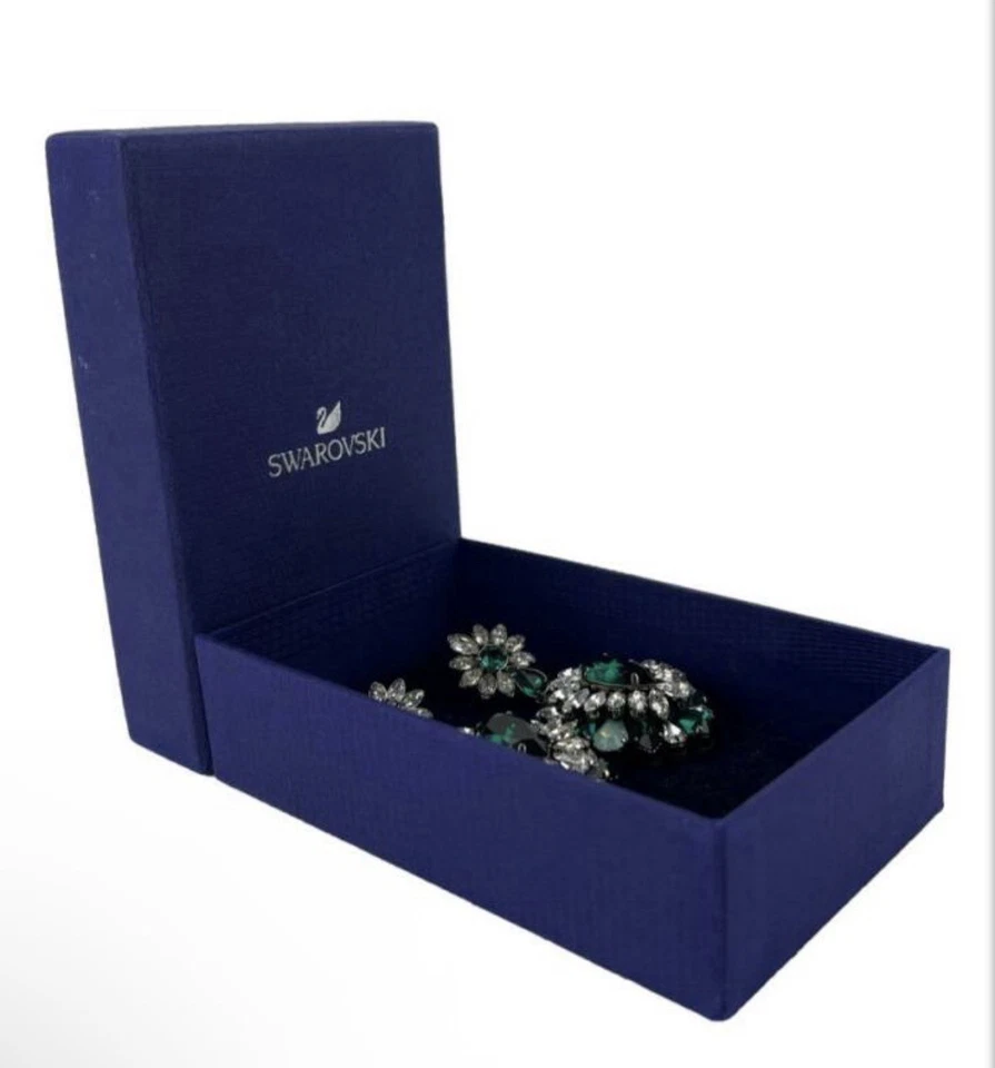 New Swarovski by Shourouk Green Crystal Clip-on Earrings - Bild 3 von 4