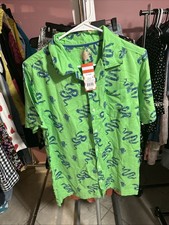 New Cat  Jack Boys Short Sleeve Snake Printed Button-Down Shirt Collar Green
