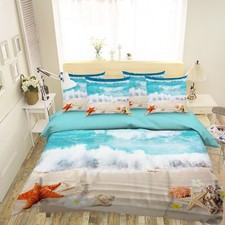 3D Sea Star Beach Sky 16 Bed Pillowcases Quilt Duvet Single Queen King US Summer