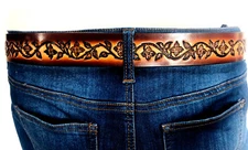 Flowers Genuine Leather Women's Belt,1 1/2"wide,US Seller, Hand Made