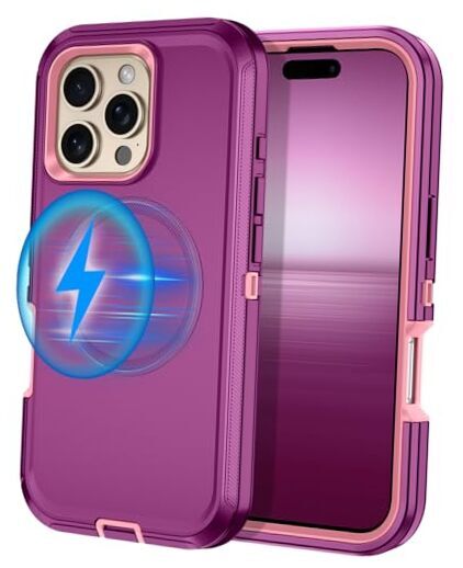 I-HONVA for Case [Compatible with MagSafe] iPhone 16 Pro Max Purple/Pink