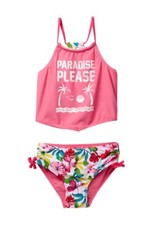 Tommy Bahama Girls 3T 2 Pc Bikini Swimsuit Tankini Paradise Please Floral Pink