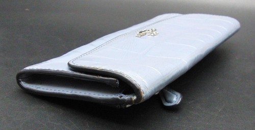 Coach Blue Croc Leather Wallet Purse with 8 Card Holders and Coin Pocket - Picture 8 of 9