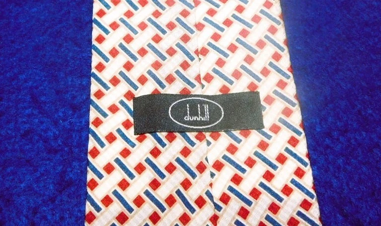 CORBATA A RAYAS CRUZADAS DUNHILL MADE IN ITALY ROJA/AZUL/AMARILLA - CORBATAS - CORBATAS DE DISEÑADOR. Foto 3 de 3