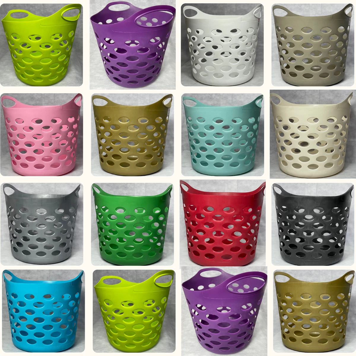 Colorful Large Size Flexi Plastic Laundry Hamper Storage Baskets