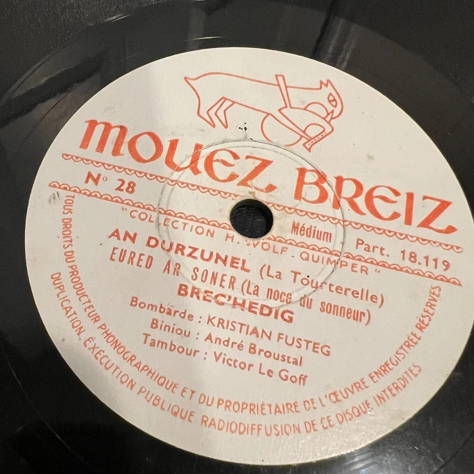 French BRETON BAGPIPES 78 RPM Record 78 RPM Regional Folk Music Binioù Bombarde - Image 2 of 4