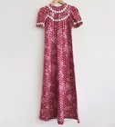 Vintage Pink Long Maxi Dress 60s 70s Daisy Applique Boho Ethereal