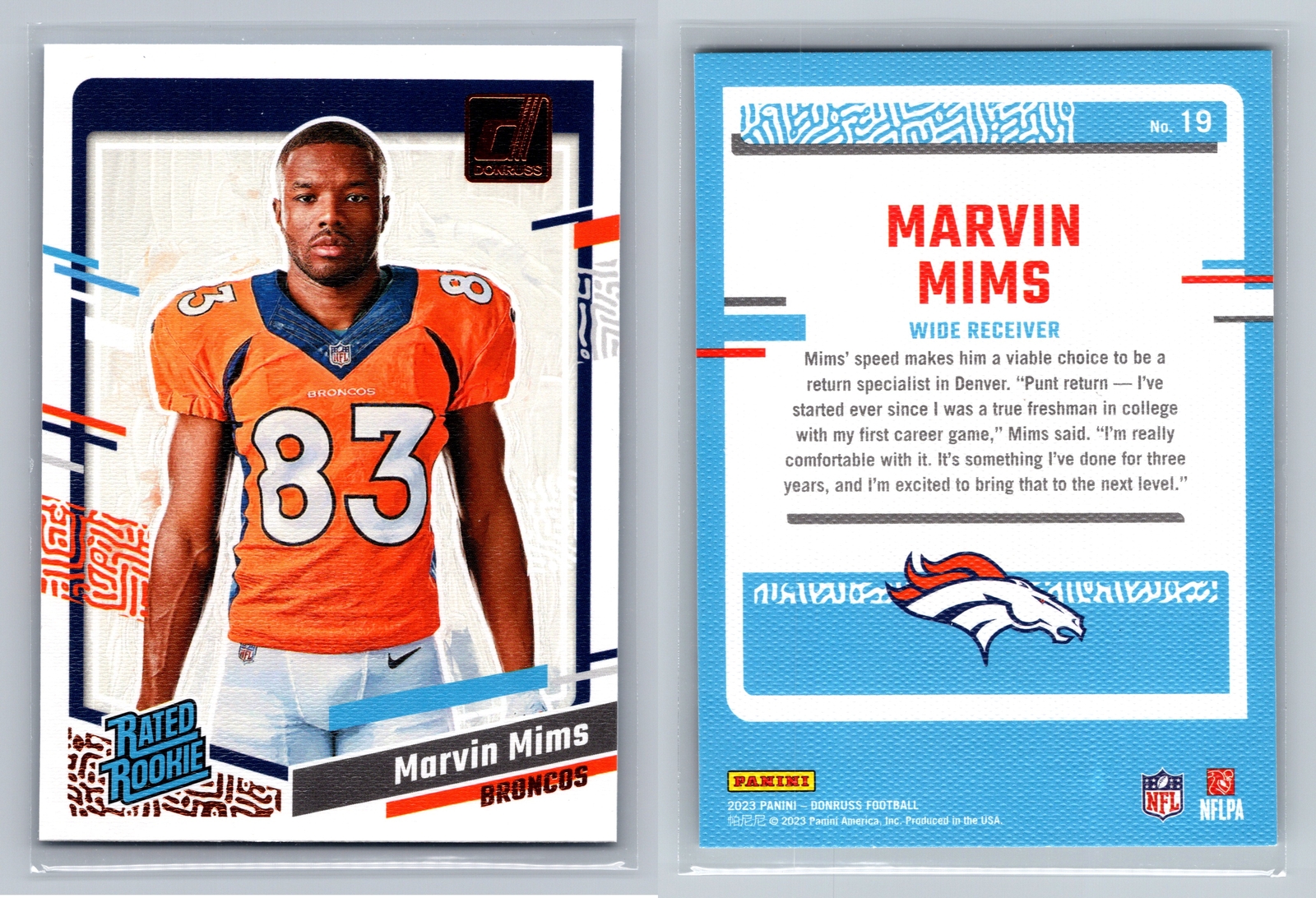 2023 Donruss #19 Marvin Mims Rated Rookie Portrait
