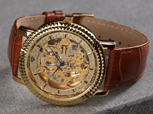 Montre automatique Yves Camani homme squelette cadran transparent mécanique