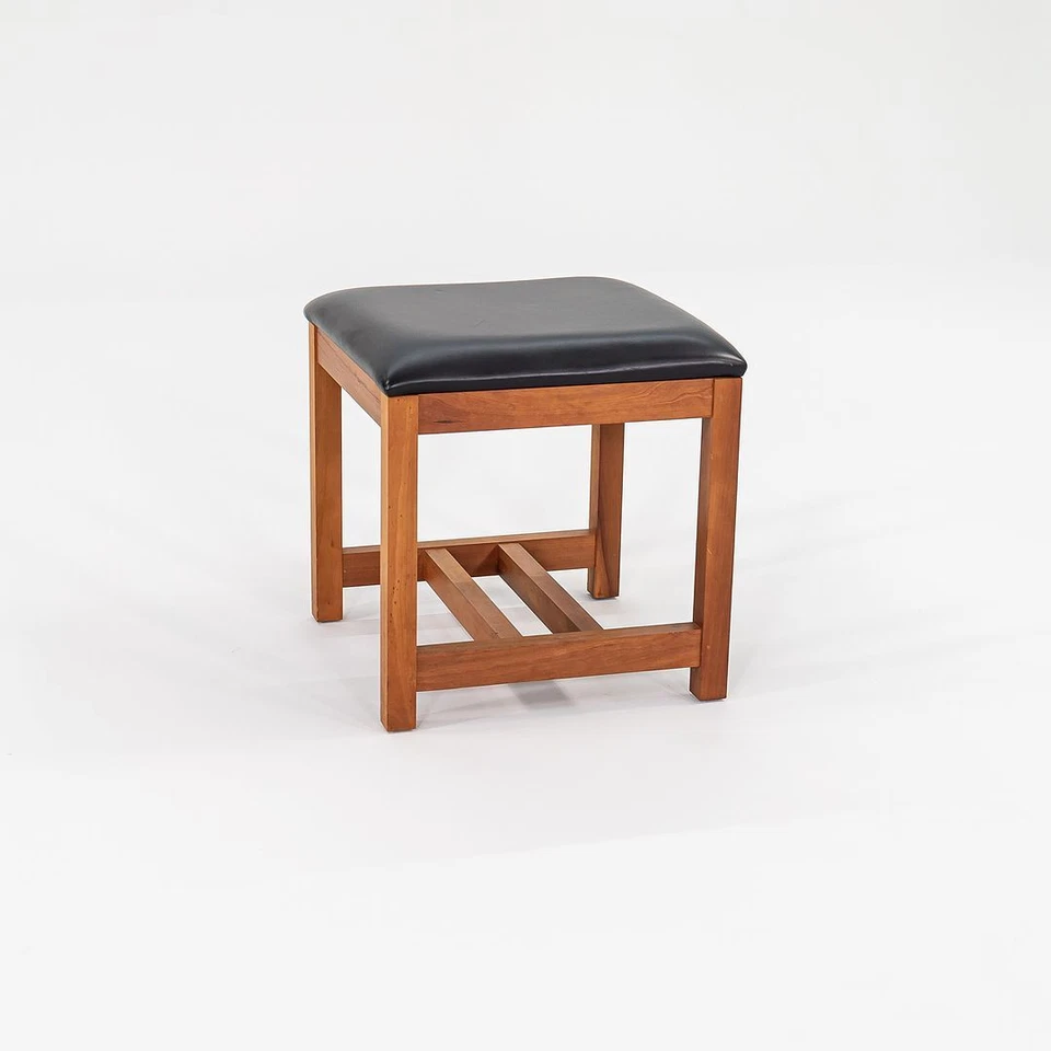 1990 Thomas Moser Mission Style Stool in Solid Cherry & Black Leather Sets Avail - Image 2 of 4