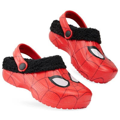 Marvel Kids Boys Spiderman Winter Clogs Cosy Slip On Slippers Cosy Fleece Lining
