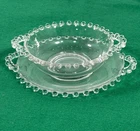 Imperial Beaded Glass Vintage Depression Candlewick Clear Bowl Plate Set Serving