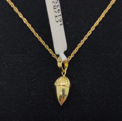 Anhänger Und Kette Gold 18k 750 Mls. Eichel. 12,8 Mm