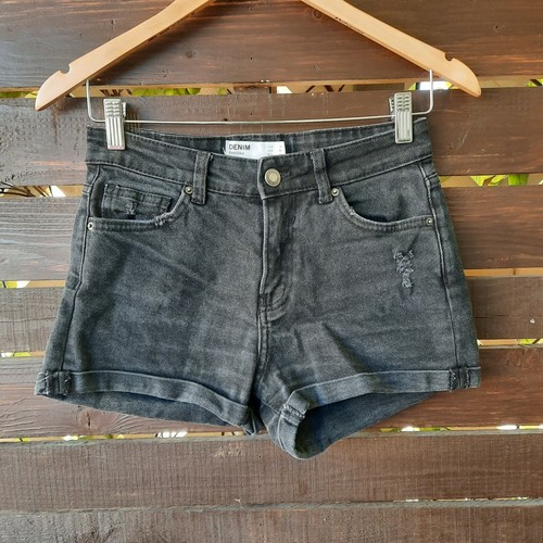 Bershka Black Denim Shorts Womens Size 