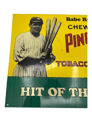 VintageBabe Ruth Says Chew Pinch Hit Tobacco Hit Of The Day 1989 Tin Sign  11X14