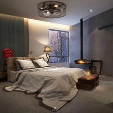 LED Ceiling Fan Light Chandelier Flush Mount LED Lamp Black with Remote 3-type