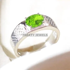 Peridot Oval Cut Gemstone With 925 Sterling Silver Ring For Men's #A472