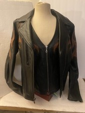 Harley Davidson Leather Matching Jacket And Vest Flame Style