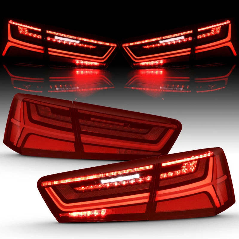 ANZO se adapta a Audi A6 2012-2018 luz trasera LED carcasa negra lente roja/transparente 4 piezas (se Foto 4 de 4