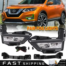 Fog Lights Lamps Set W/ Switch Bezel Wires For Nissan Rogue S SV SL 2017-2020