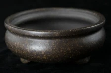 Vintage Round Zisha Bonsai Pot, Cactus & Succulent Planter + Mesh 4.5"x 4.5"x 2"