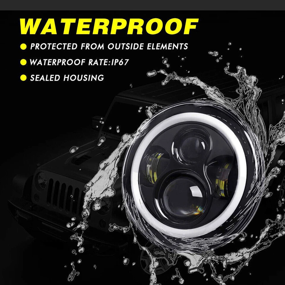 For Ford F100 F150 F250 Truck Pair DOT 7" Inch LED Headlights Hi/Lo Beam DRL Foto 2 de 4